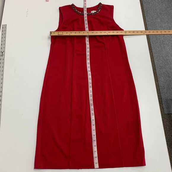 Chicos Jillian Shift Dress Womens 1 Red Back Zip Sleeveless Nylon Chain Neckline - Picture 7 of 11